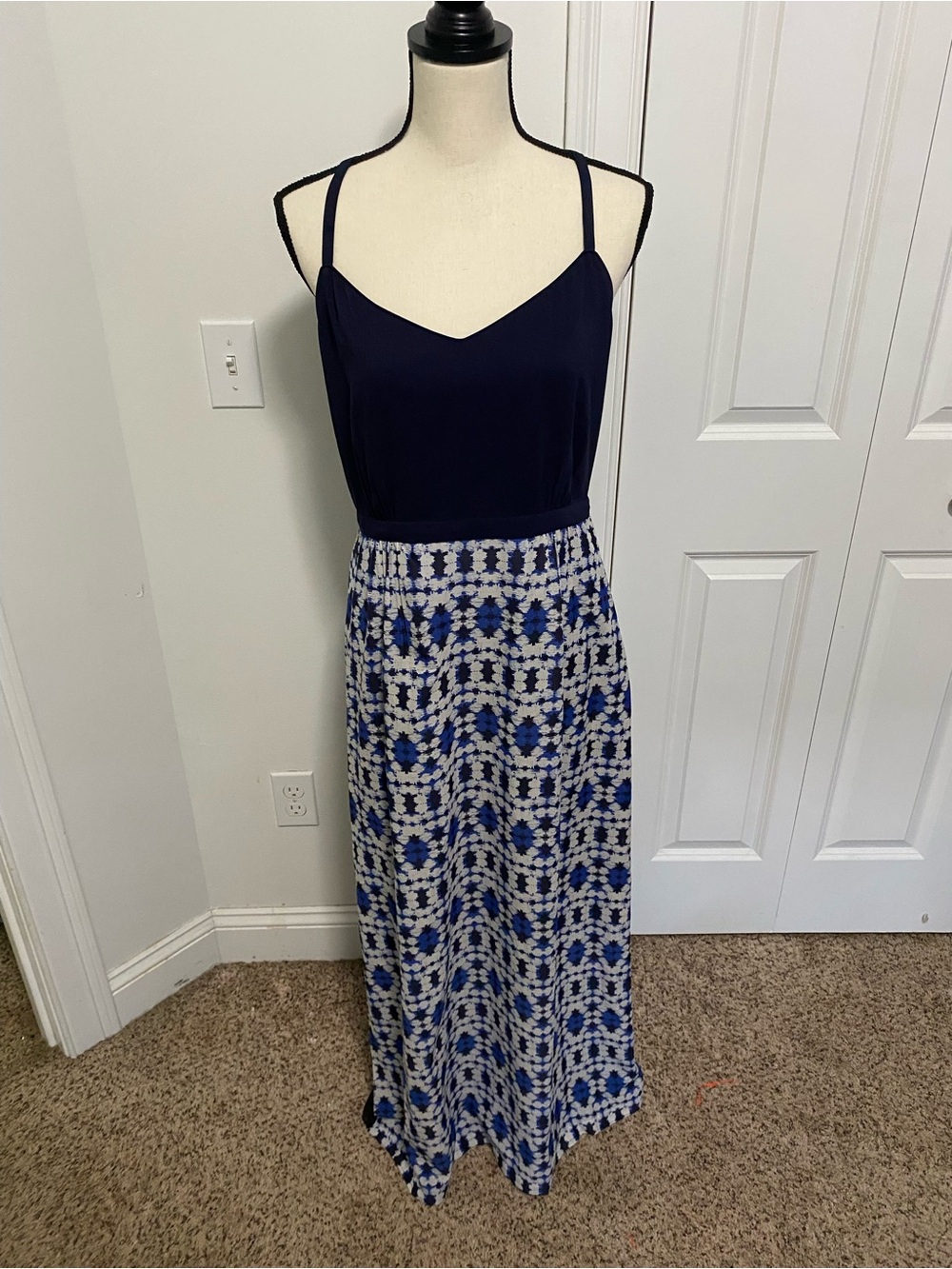 J. Crew Navy and Royal Blue Maxi Dress